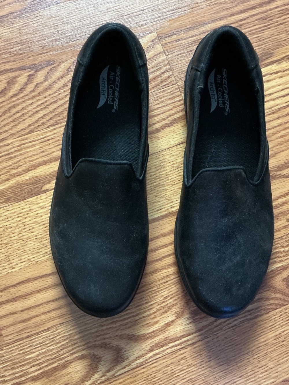 Skechers Air ~Cooled Archfit Black Faux Leather Slip On  Shoes Size 9